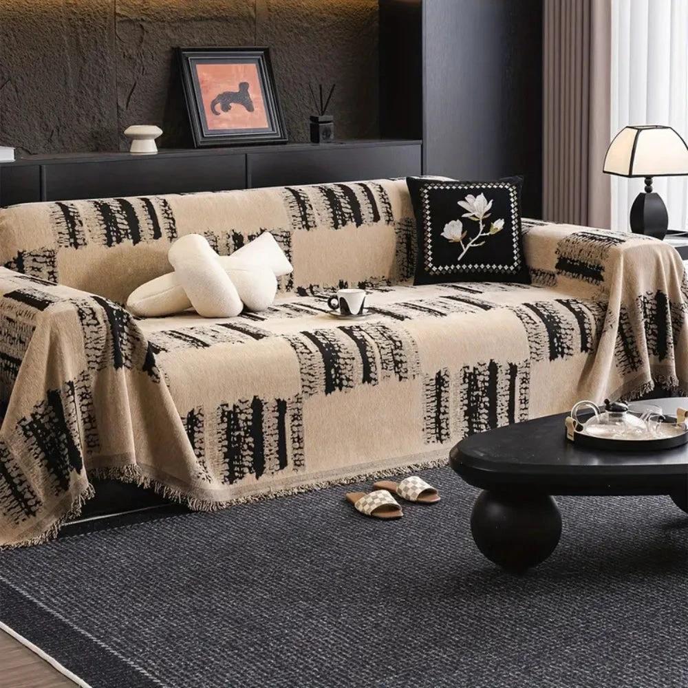 Rustic Abstract Chenille Sofa Cover by Casa & Beyond
