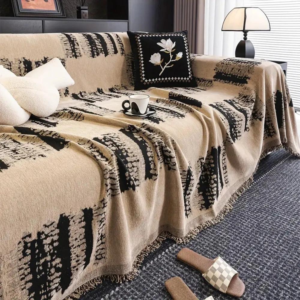 Rustic Abstract Chenille Sofa Cover by Casa & Beyond
