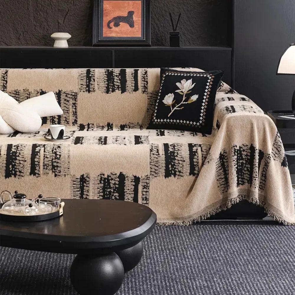 Rustic Abstract Chenille Sofa Cover by Casa & Beyond