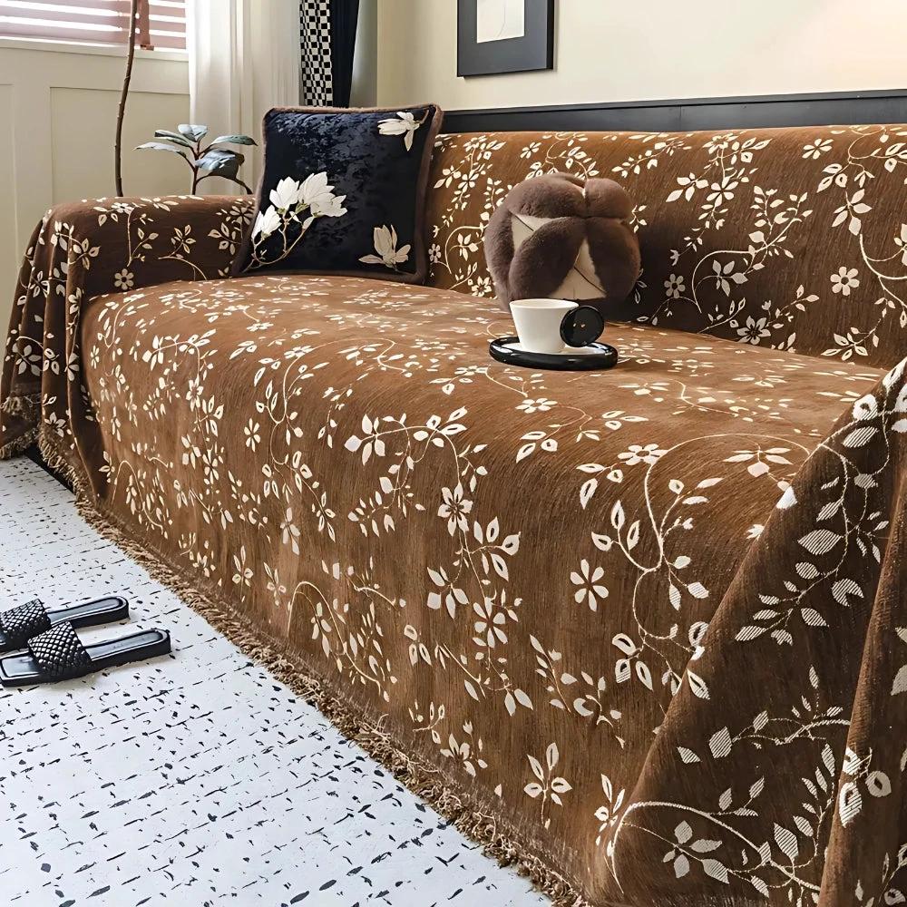 Rustic Blossom Ivory Floral Sofa Cover by Casa & Beyond