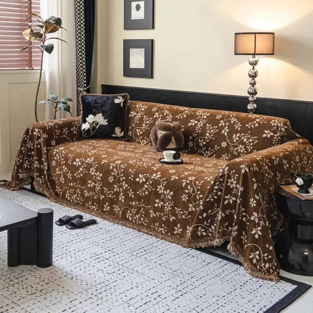 Rustic Blossom Ivory Floral Sofa Cover by Casa & Beyond