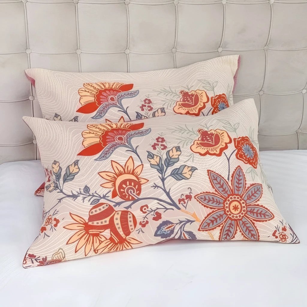 Rustic Floral Boho Pillowcases | 2pcs Set by Casa & Beyond