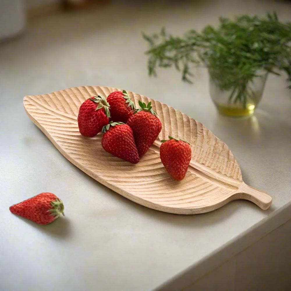 Rustic Leaf Wooden Serving Trays by Casa & Beyond
