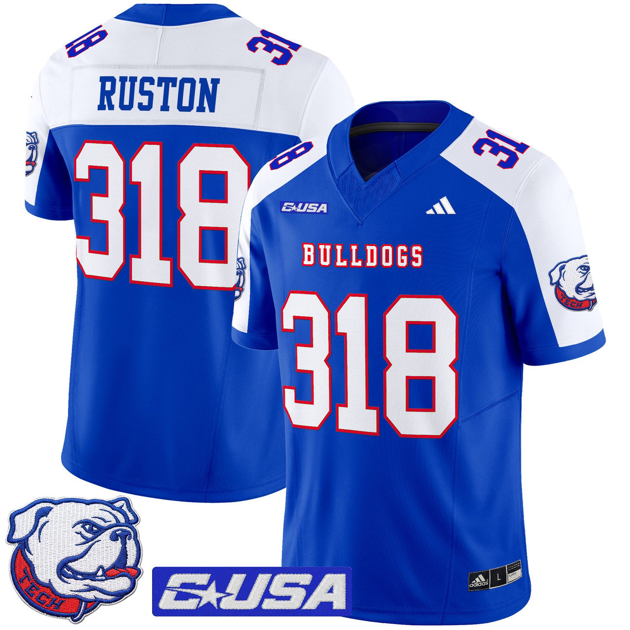Ruston Jersey #318 Louisiana Tech Bulldogs 2025 Vapor Limited Stitched by My Store NCAA Football Jerseys