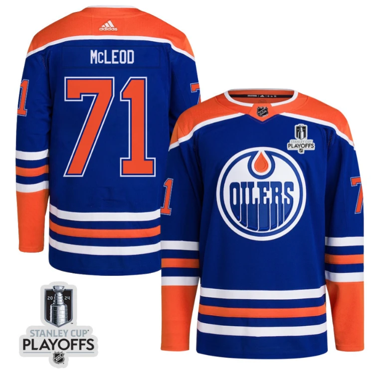 Ryan McLeod 71 Edmonton Oilers 2024 NHL Playoffs Patch Home Jersey - Men by Hockey David