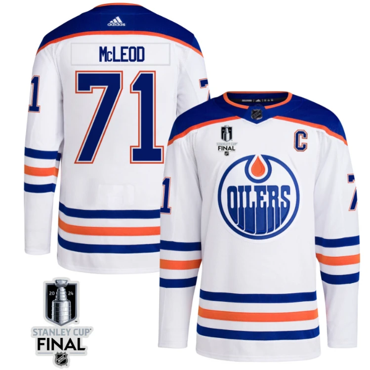 Ryan McLeod 71 Edmonton Oilers 2024 STANLEY CUP Final Away Jersey Men, White by Hockey David