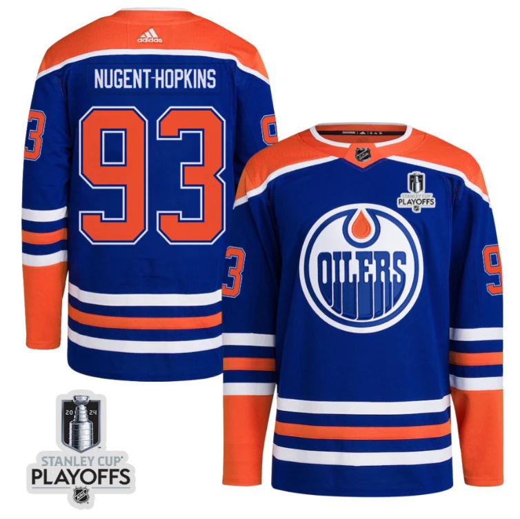 Ryan Nugent-Hopkins 93 Edmonton Oilers 2024 NHL Playoffs Patch Home Jersey - Men by Hockey David