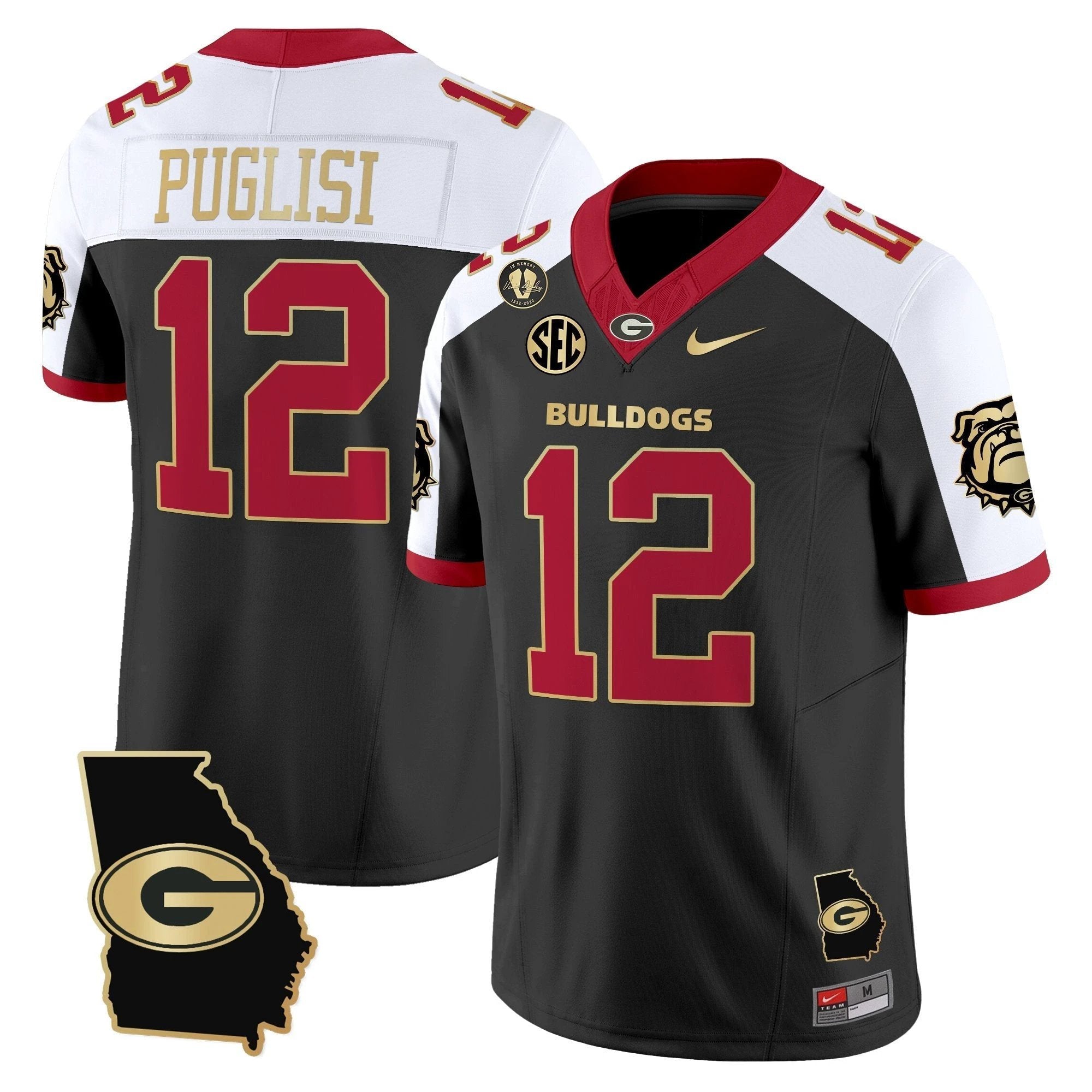 Ryan Puglisi Jersey #12 Georgia Bulldogs 2025 Georgia Map, Vince Dooley Stitched Alternate by My Store