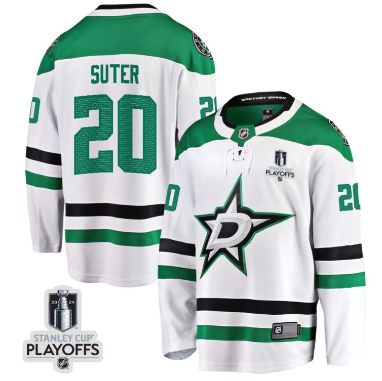 Ryan Suter 20 Dallas Stars 2024 NHL Playoffs Patch Away Breakaway Jersey - Men by Hockey David