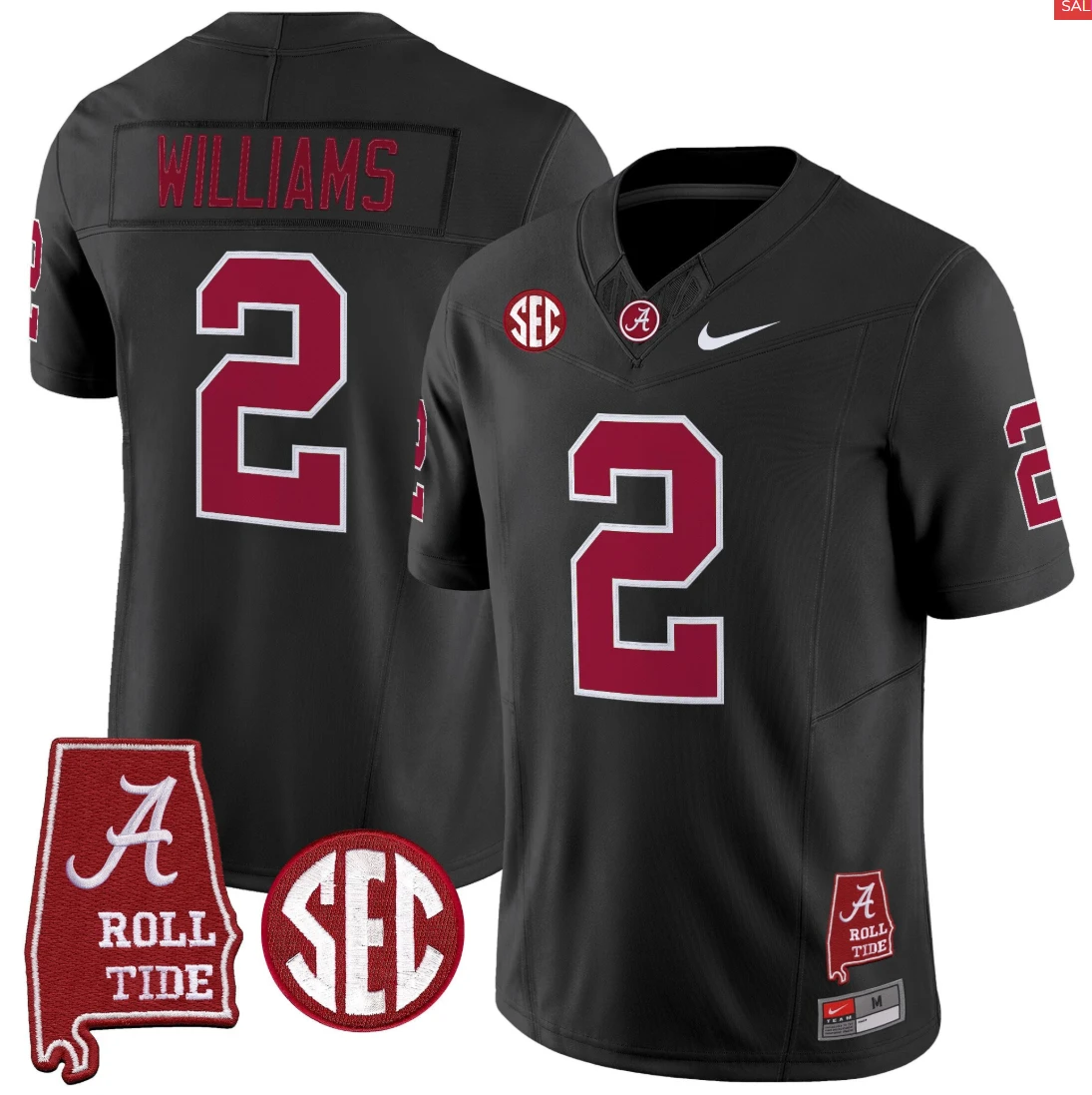 Ryan Williams Jersey #2 Alabama Crimson Throwback Alabama Map Stitched by My Store NCAA Football Jerseys
