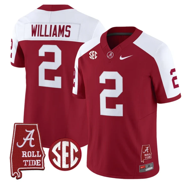 Ryan Williams Jersey #2 Alabama Crimson Tide Throwback Map Stitched by My Store NCAA Football Jerseys