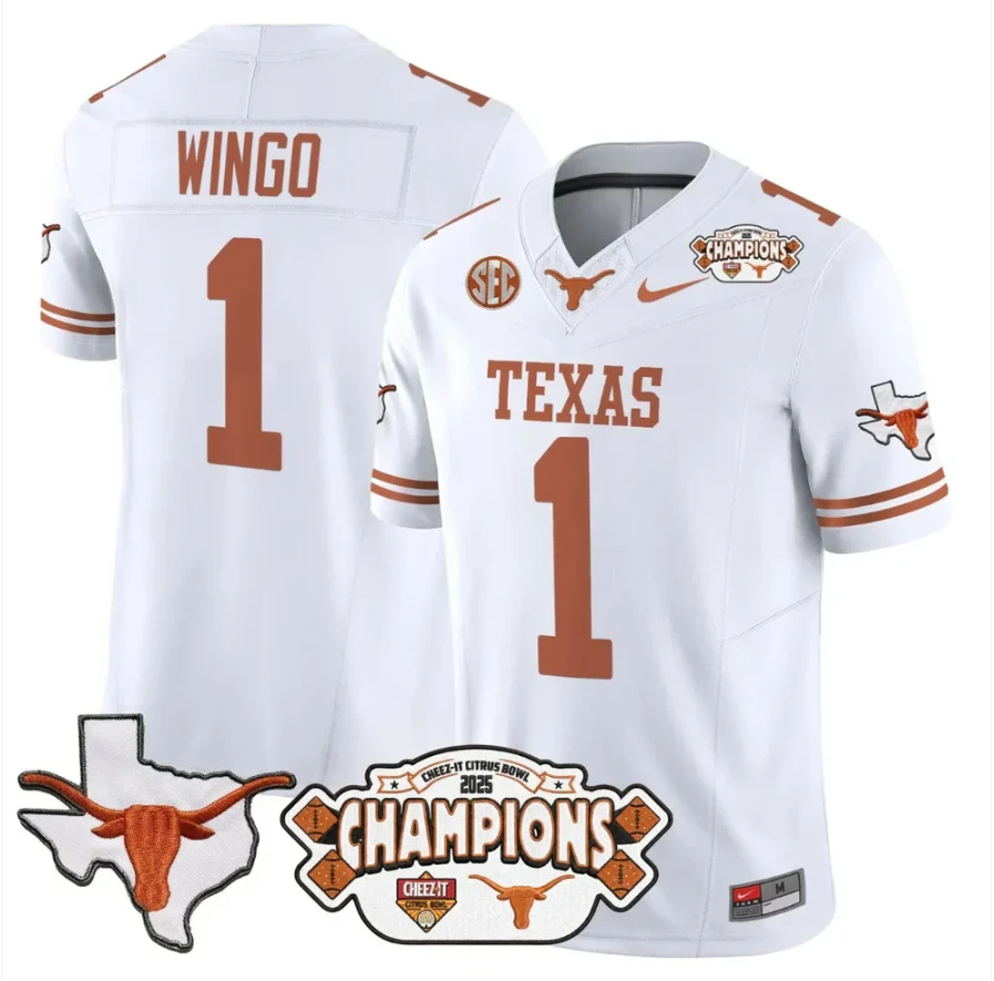 Ryan Wingo Jersey #1 Texas 2025 State Map Citrus Bowl Champions Stiched by My Store NCAA Football Jerseys