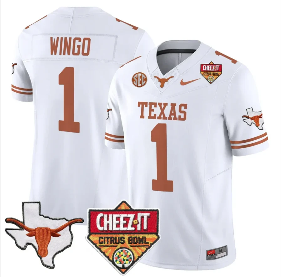 Ryan Wingo Jersey #1 Texas Longhorns 2025 State Map Citrus Bowl Stitched by My Store NCAA Football Jerseys
