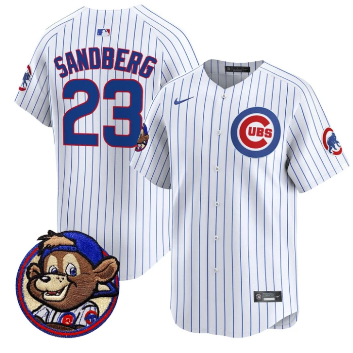 Ryne Sandberg Jersey #23 Chicago Cubs Clark Patch Vapor Premier Limited Stitched Pinstripe by My Store