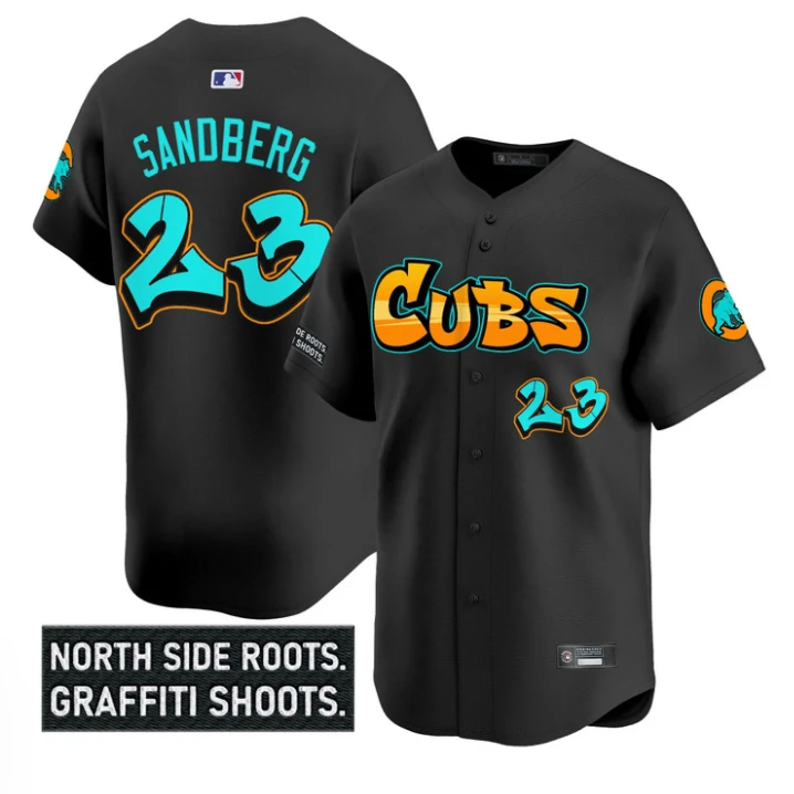 Ryne Sandberg Jersey #23 Chicago Cubs Graffiti North Side Edition Stitched Black by My Store