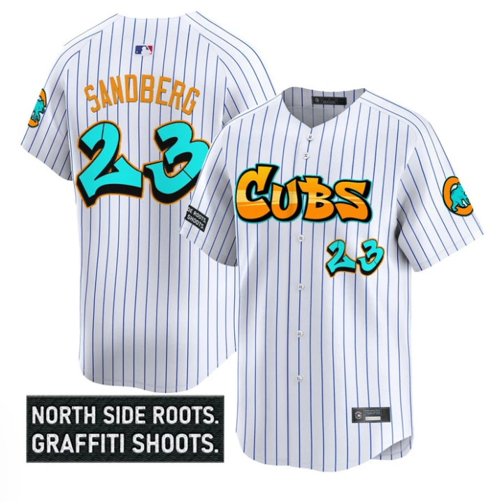 Ryne Sandberg Jersey #23 Chicago Cubs Graffiti North Side Edition Stitched White by My Store
