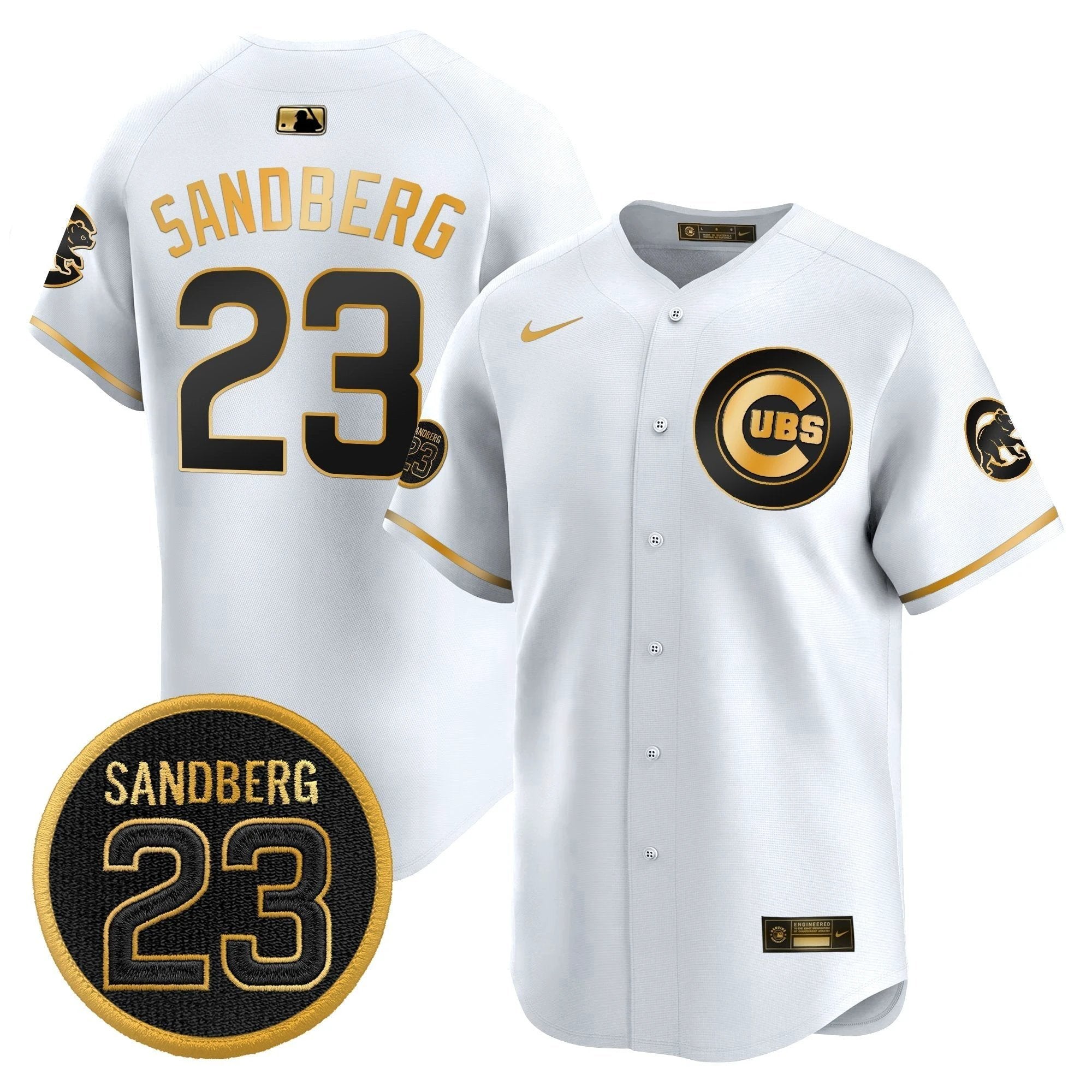Ryne Sandberg Jersey #23 Chicago Cubs Ryne Sandberg Tribute Stitched White Gold by My Store