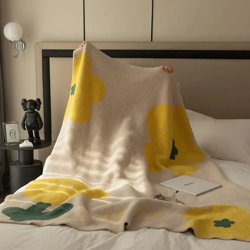 Floral Sofa Blanket – Nordic Fleece Throw by Bowlift