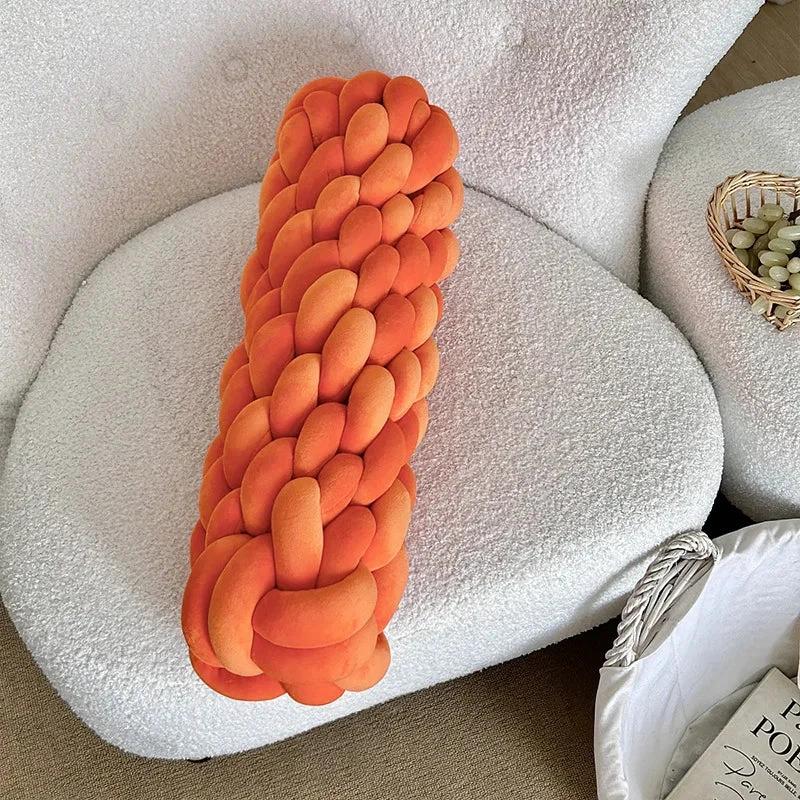 Braided Twist Pillow – Long Decorative Cushion for Sofa & Bed by Bowlift