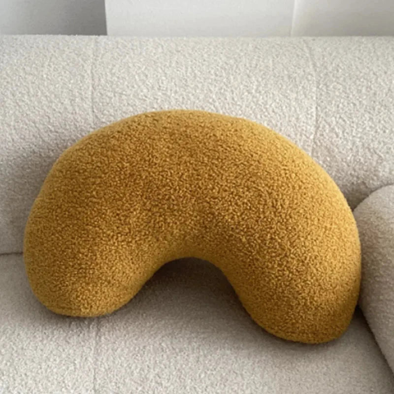 Nordic Bouclé Abstract Cushion – Minimalist Plush Pillow by Bowlift