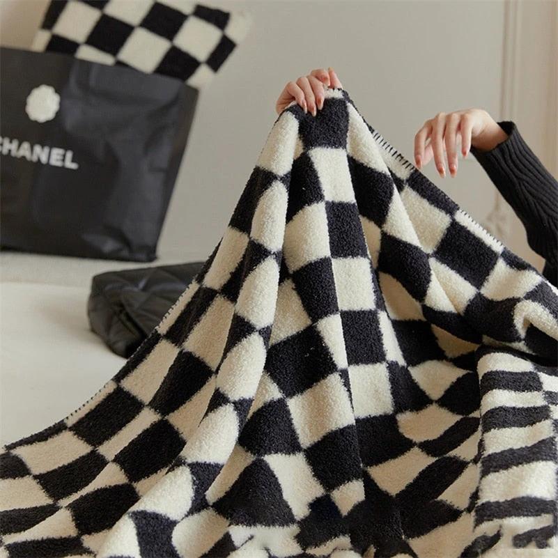 Plain Checkerboard Throw by Bowlift