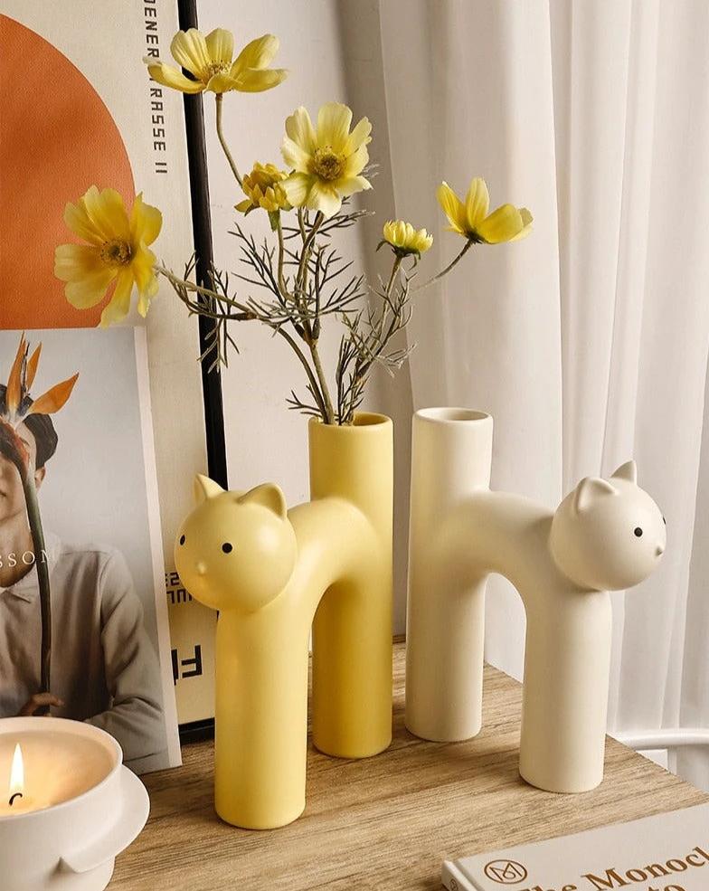 Ceramic Cat Vase by Bowlift