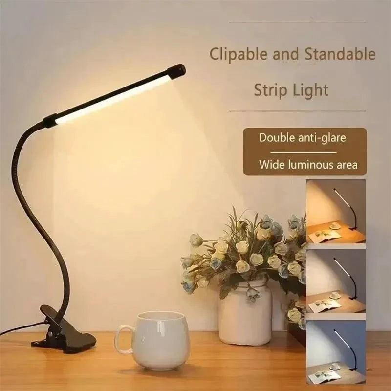 LED Clamp Light LumaFlex | 3 Light Colors & 10 Brightness Levels | USB Operation | Flexible Gooseneck | Eye-Friendly & Dimmable by BowLift