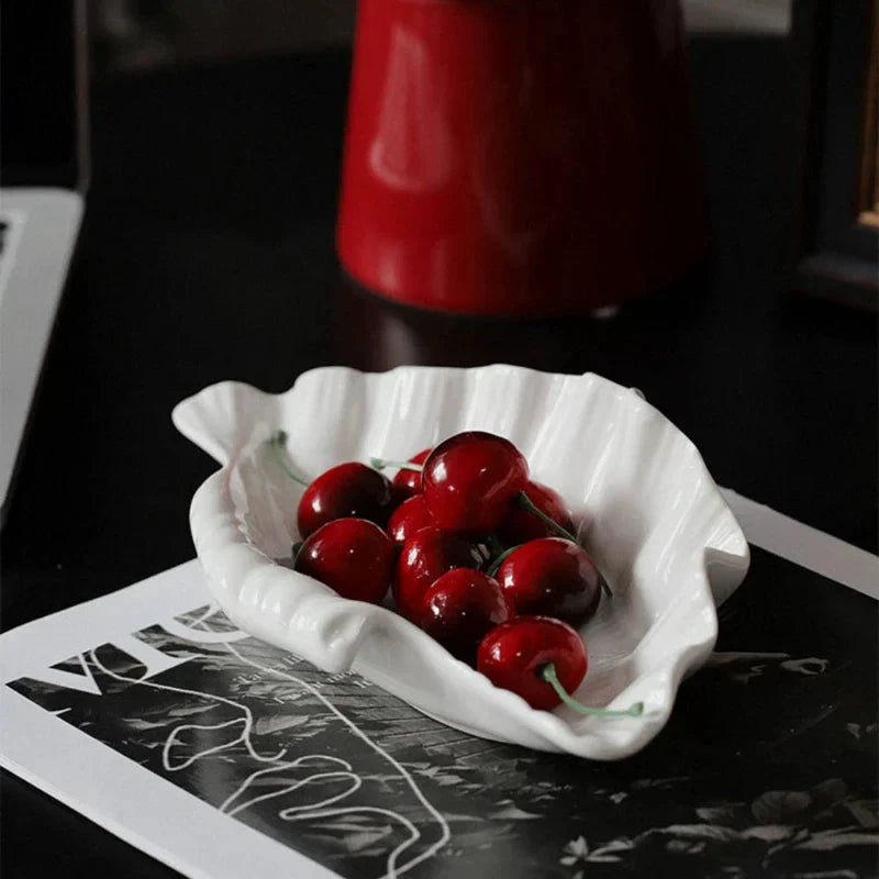 Cream Ceramic Shell Plate by Bowlift