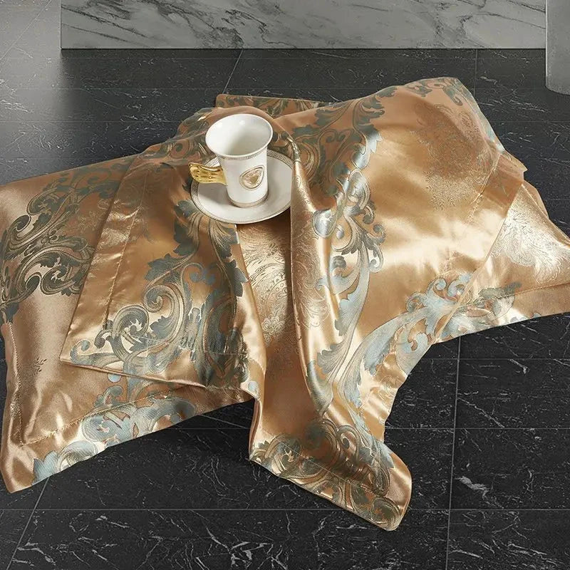Satin Rayon Jacquard Duvet Cover Set 264x229cm – Luxury Summer Bedding for Comfortable Sleep & Home Décor by BowLift