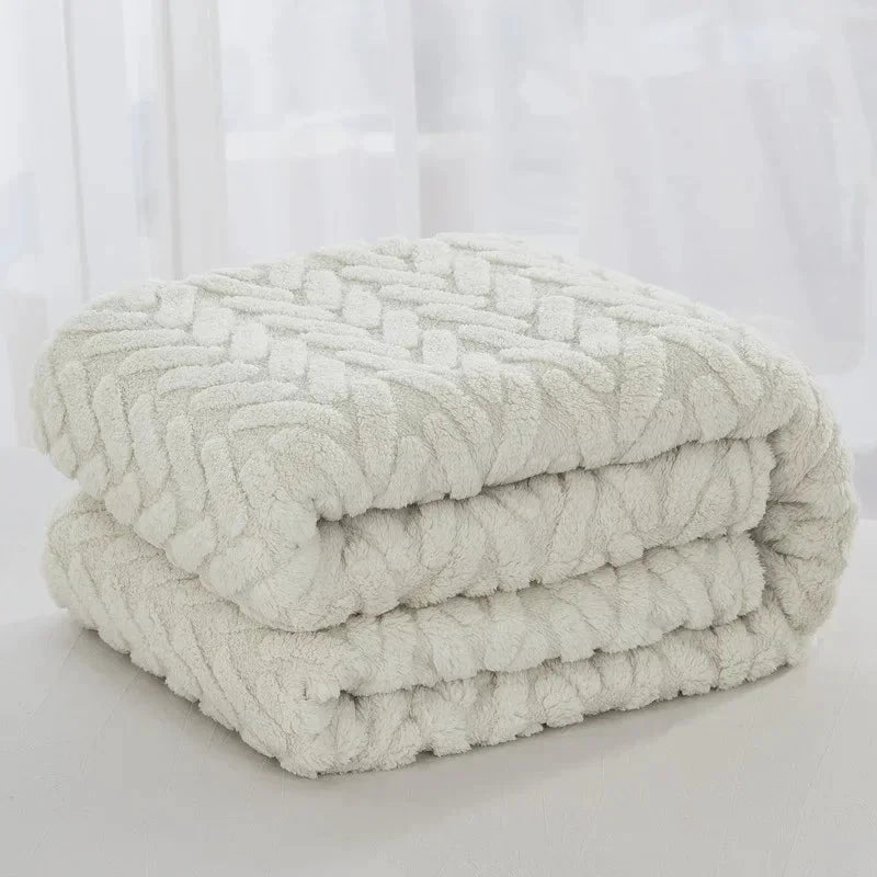 Jacquard Fleece Blanket CozyWeave | Single Layer & Double Sided | Soft Tafu & Shu Cotton Fleece | For Autumn & Winter by BowLift