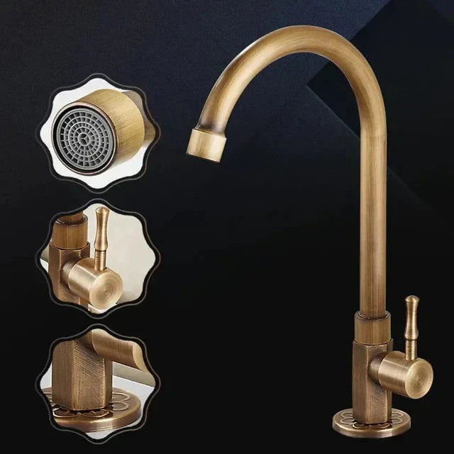 SwanFlow - Antique kitchen faucet with elegant swan neck design Bowlift by Bowlift