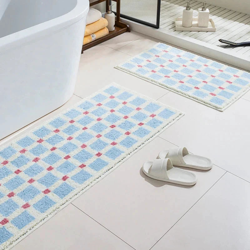 Long Tufting Grids Bathroom Mat by Bowlift