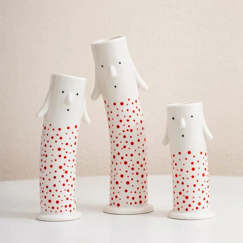 Lovely Cartoon Figures Ceramic Vase by Bowlift