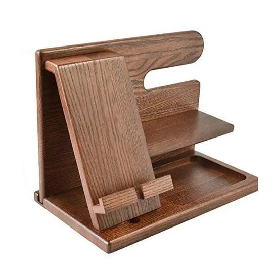 Charging station and desk organizer made of wood for phones and accessories Bowlift by Bowlift