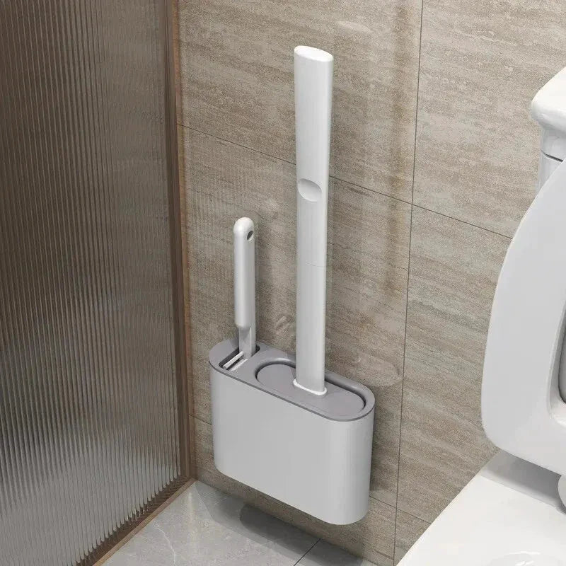 Toilet Brush HygieBrush DuoClean | 2-in-1 Silicone Toilet Brush Set with Wall Mount | Antibacterial & Space-Saving by BowLift