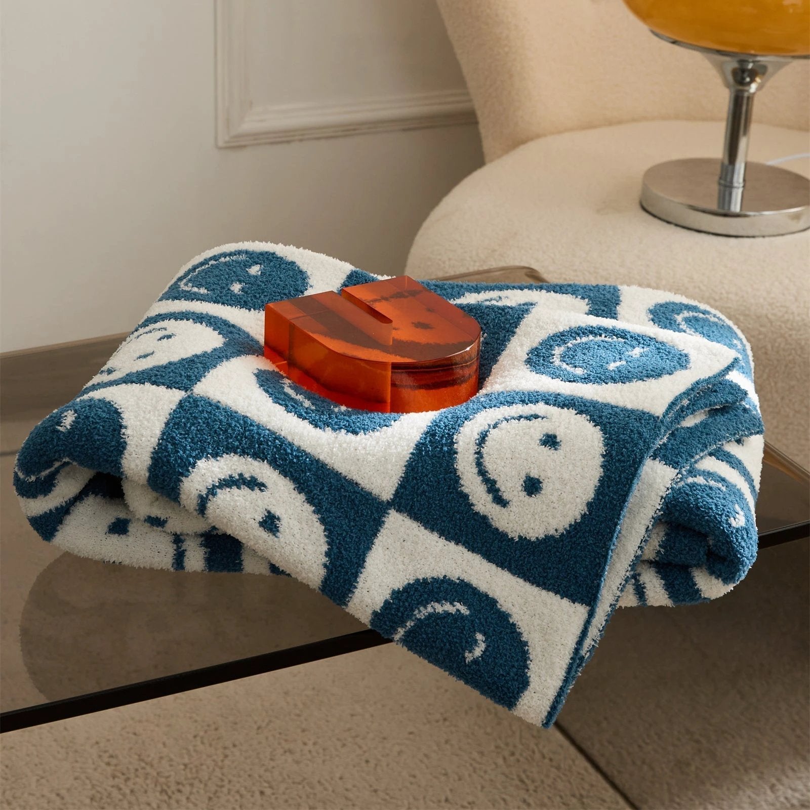 Smiley Checkered Blanket by Bowlift