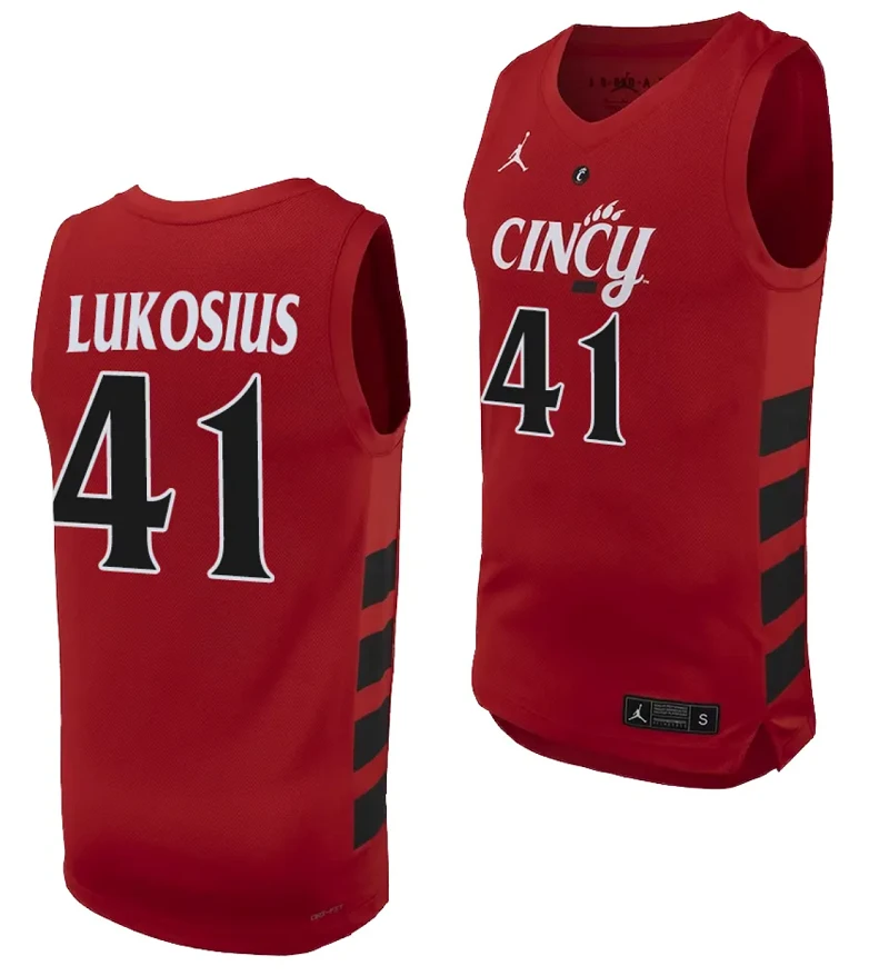 Simas Lukosius Jersey #41 Cincinnati Bearcats College Basketball Replica 2023-24 Red by My store basketball