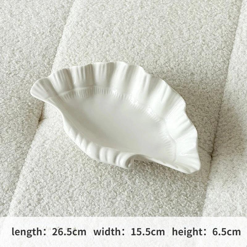 Cream Ceramic Shell Plate by Bowlift