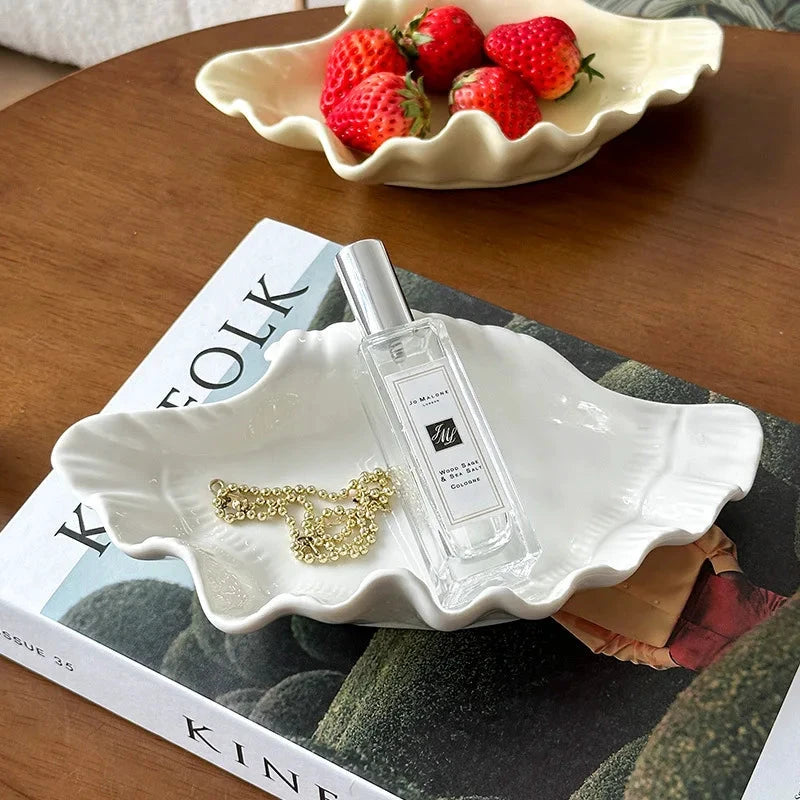 Cream Ceramic Shell Plate by Bowlift