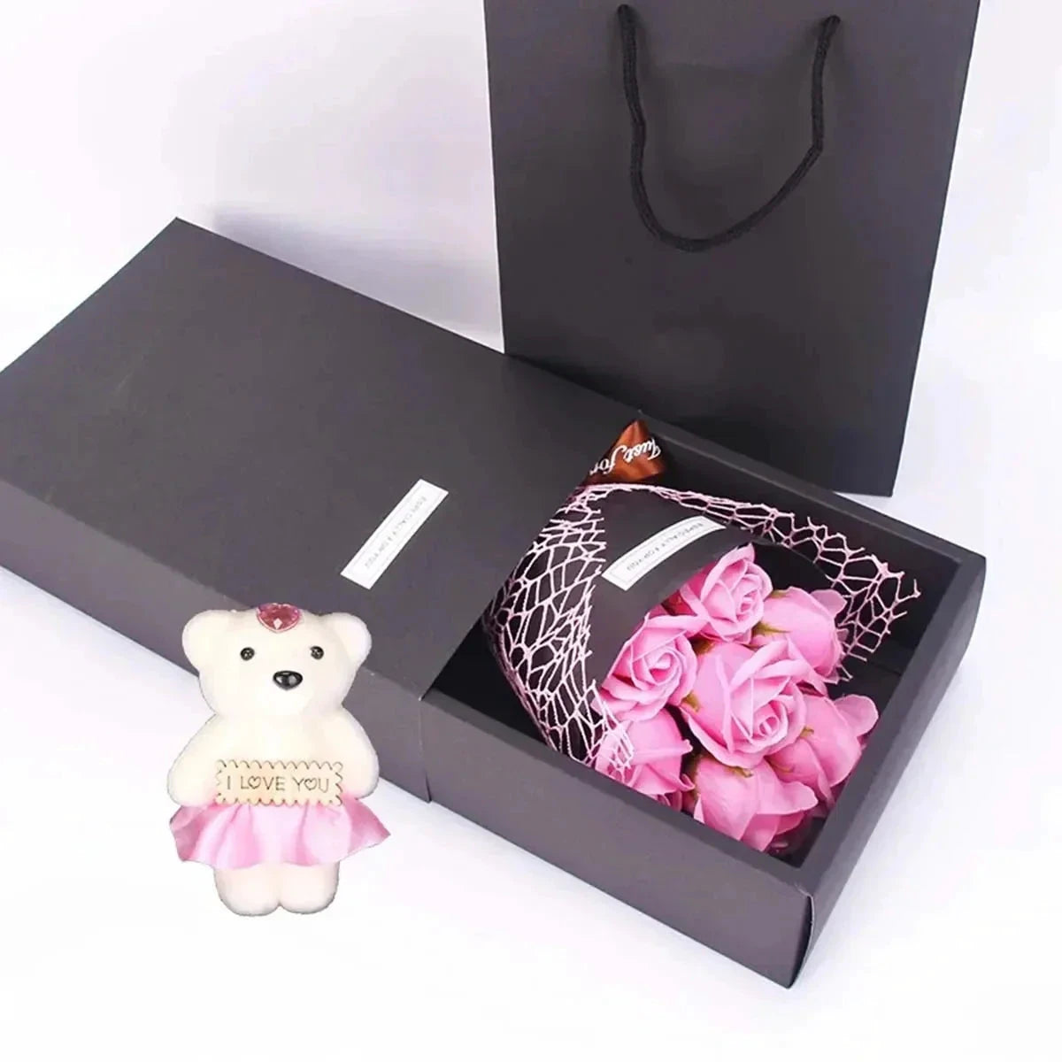 7 Roses Soap Bouquet Gift Box Bowlift by Bowlift