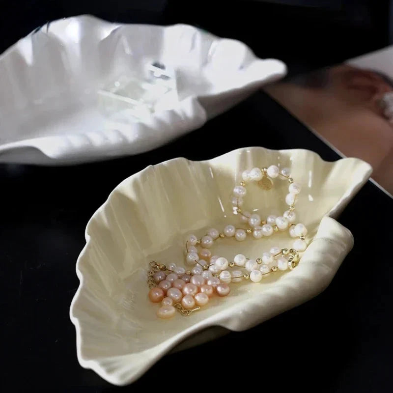 Cream Ceramic Shell Plate by Bowlift