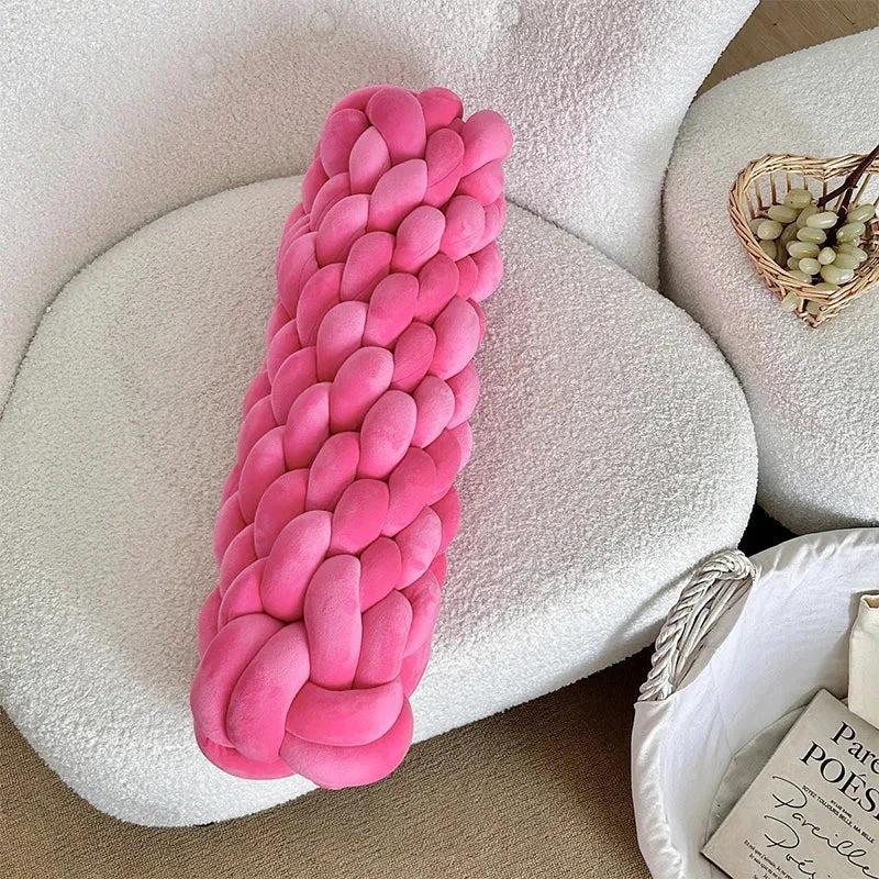Braided Twist Pillow – Long Decorative Cushion for Sofa & Bed by Bowlift