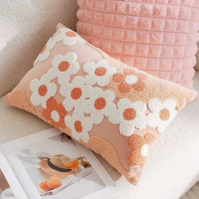 Pink Blossom Tufted Cushion Cover by Bowlift