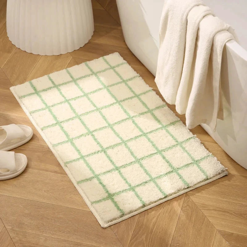 Modern Grid Tufted Bath Mat by Bowlift