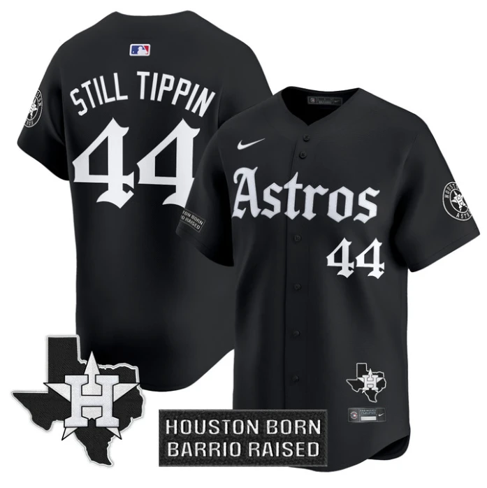 Still Tippin Jersey #44 Houston Astros Gothic Edition Vapor Premier Limited Stitched Black by My Store