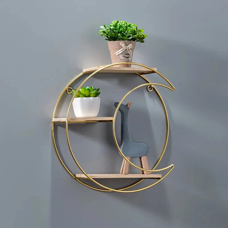 NordicWave Double Circle Wall Shelf – Scandinavian Floating Shelf for Home Décor & Storage by BowLift
