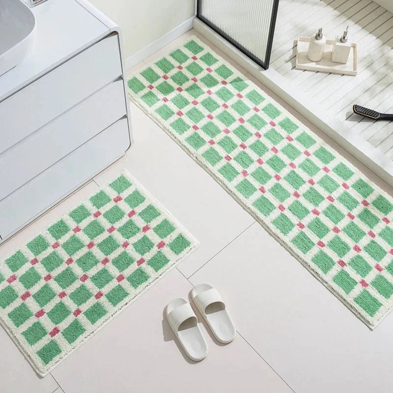 Long Tufting Grids Bathroom Mat by Bowlift