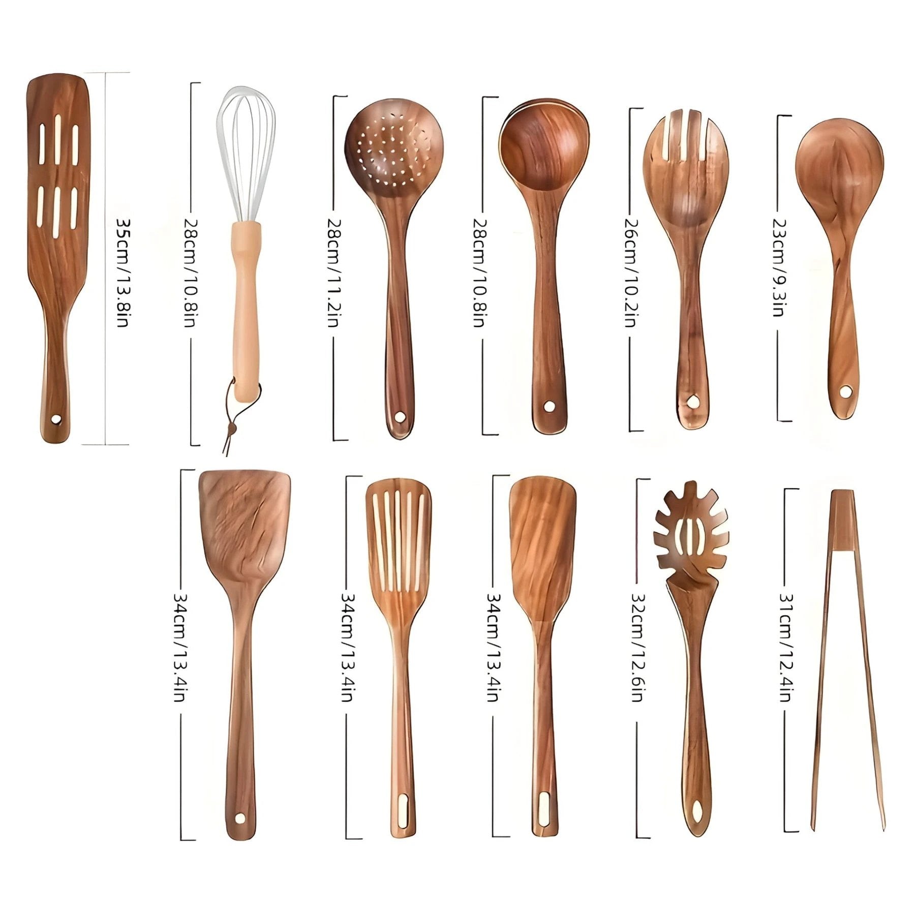 EcoWood Wooden Utensils Set with 11 Pieces Bowlift by Bowlift
