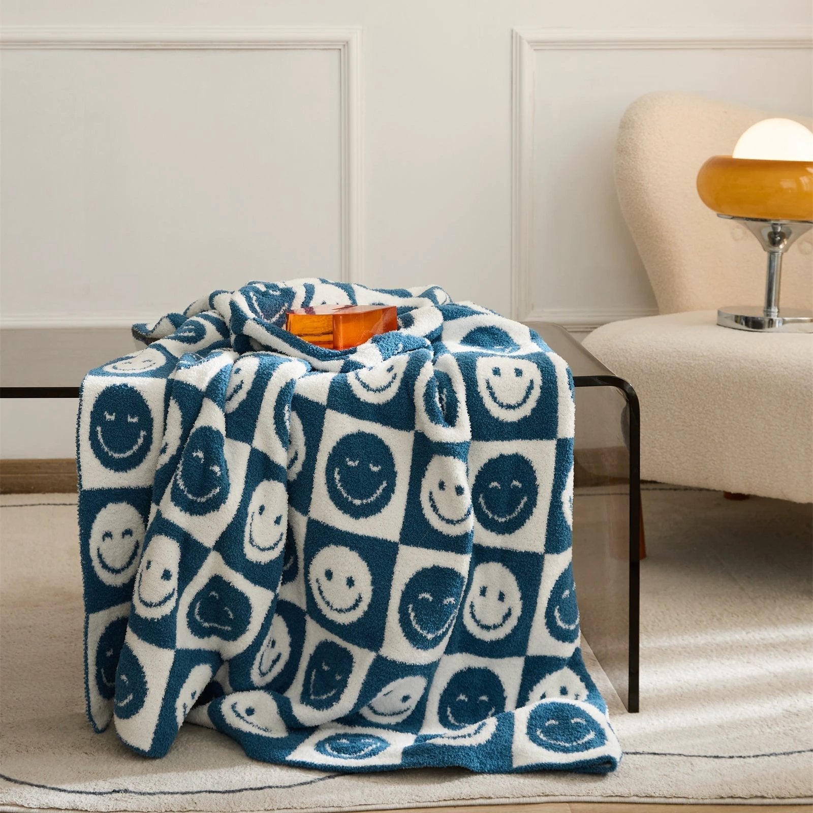 Smiley Checkered Blanket by Bowlift