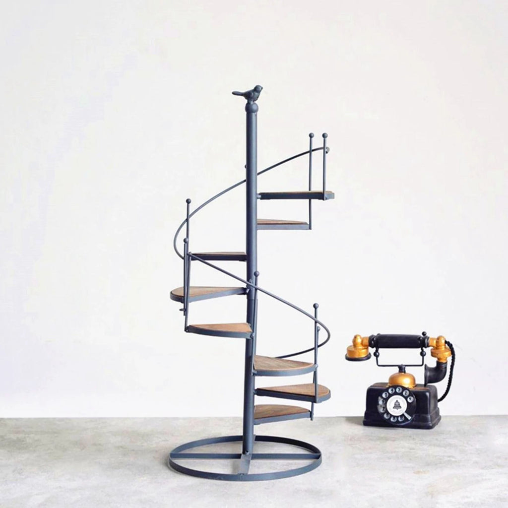Elegant spiral-shaped plant stand for balcony and garden arrangements Bowlift by Bowlift